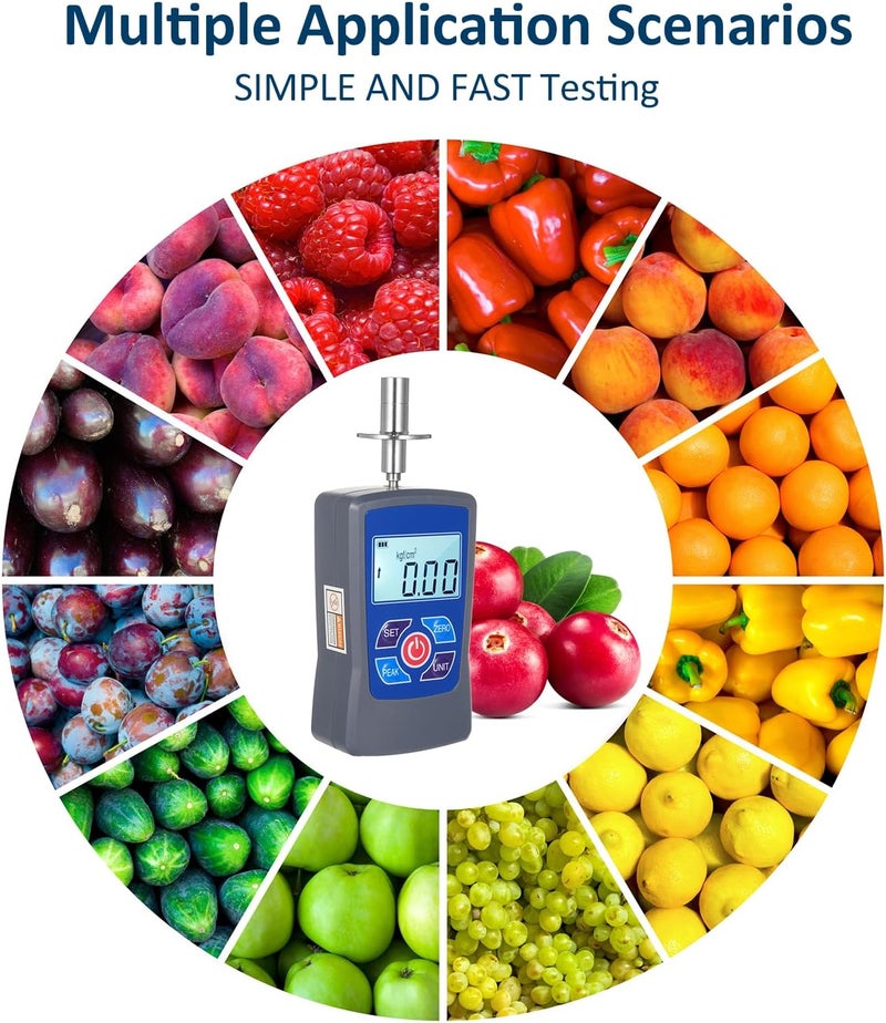 Karlak GY-M30 Digital Fruit Hardness Tester Meter Mini Fruit Penetrometer Durometer with 0.4 to 30 Kgf/cm² (x10^5 Pa) Load Division Value 0.01Kgf/cm² Pressure Head Diameter Φ7.9mm for Fruits - Image 3